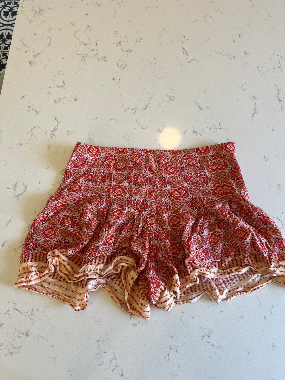 Forever 21 Red Printed Ruffle Skort Shorts